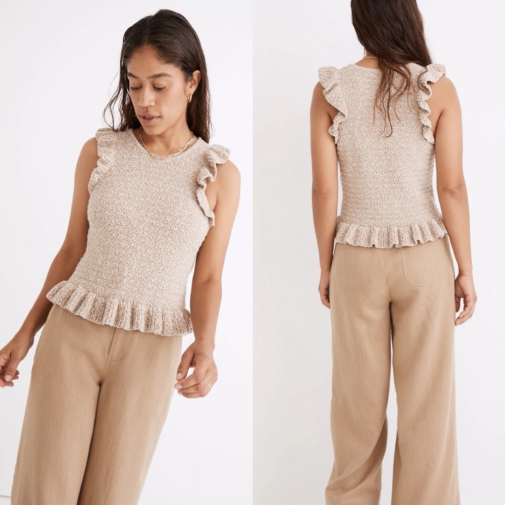 Madewell Cream Ruffle Tank Top